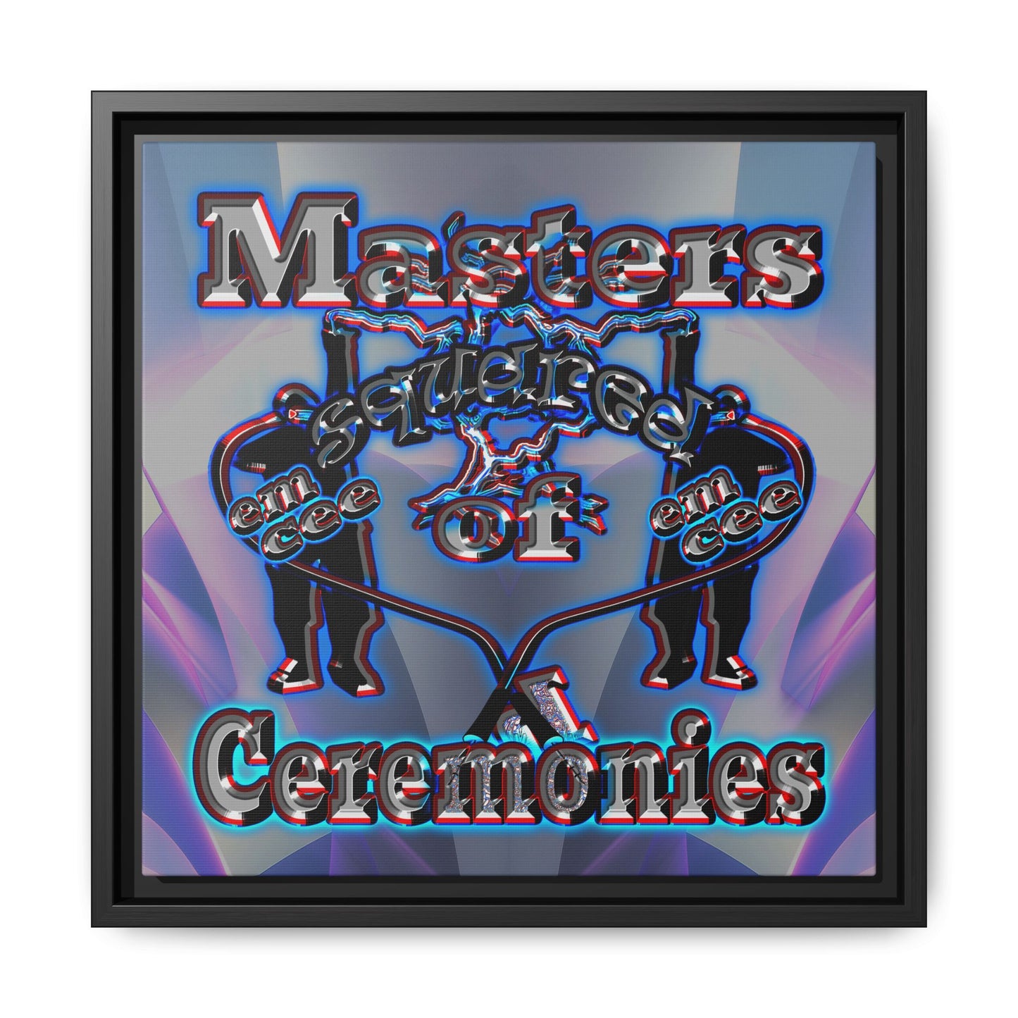 em cee squared - framed canvas art (grey-pink wave)