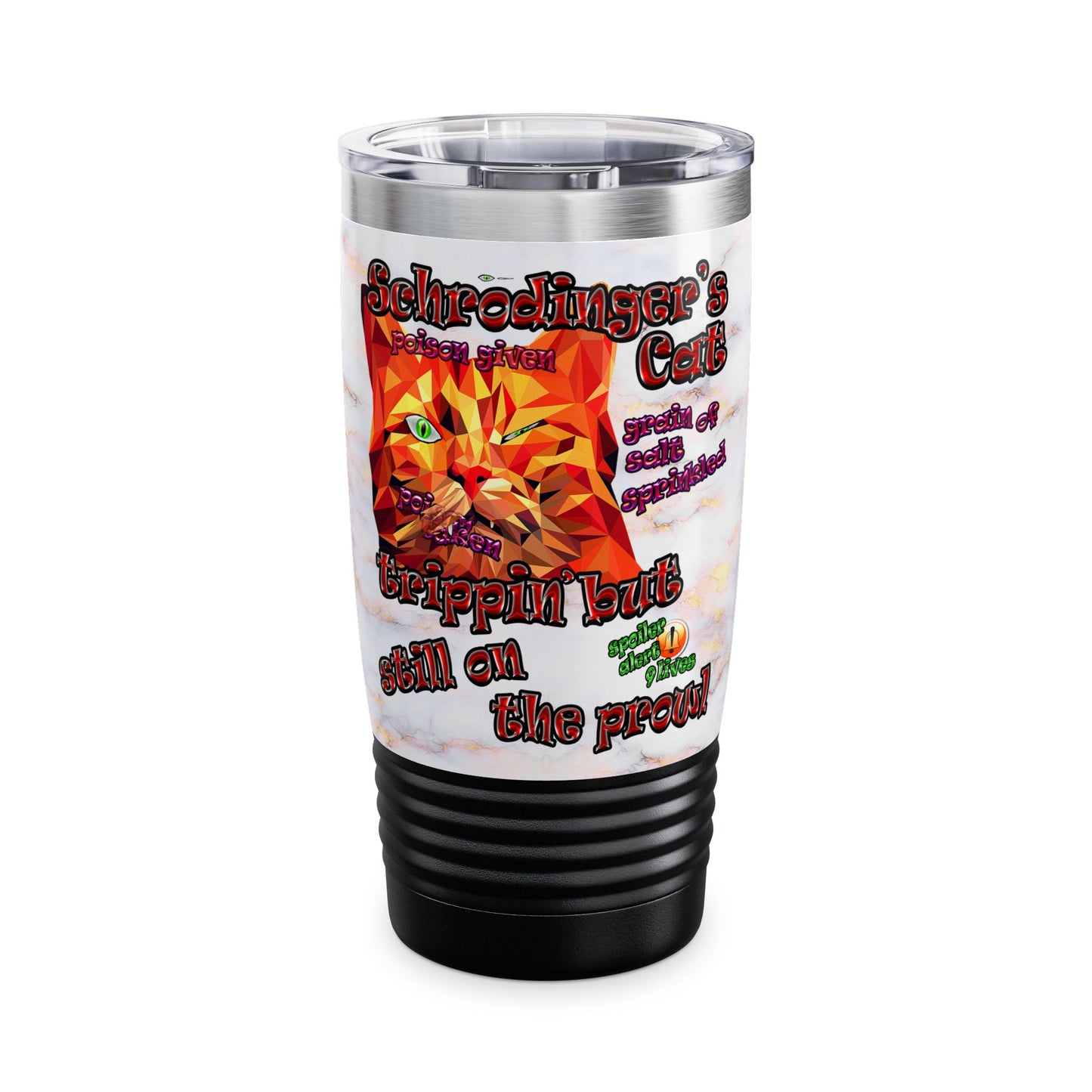 schrodinger's cat - Ringneck Tumbler, 20oz (white marble)
