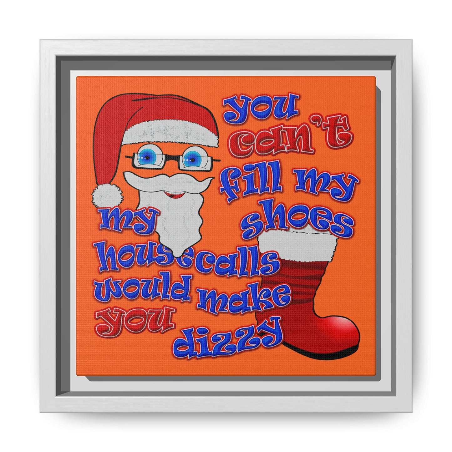 santa's shoes - framed canvas art (orange)