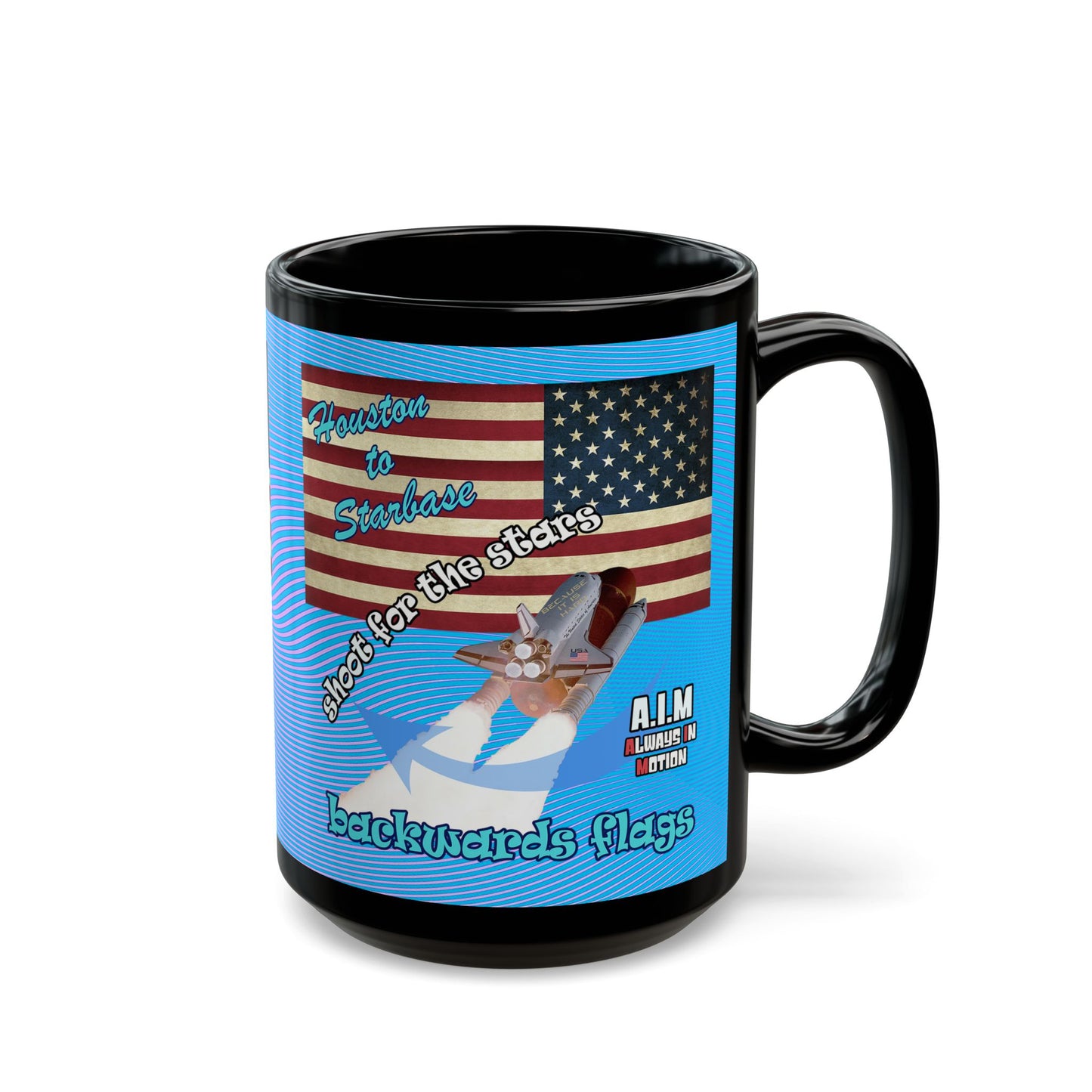 shoot for the stars - Black Mug (light blue-purple wave)