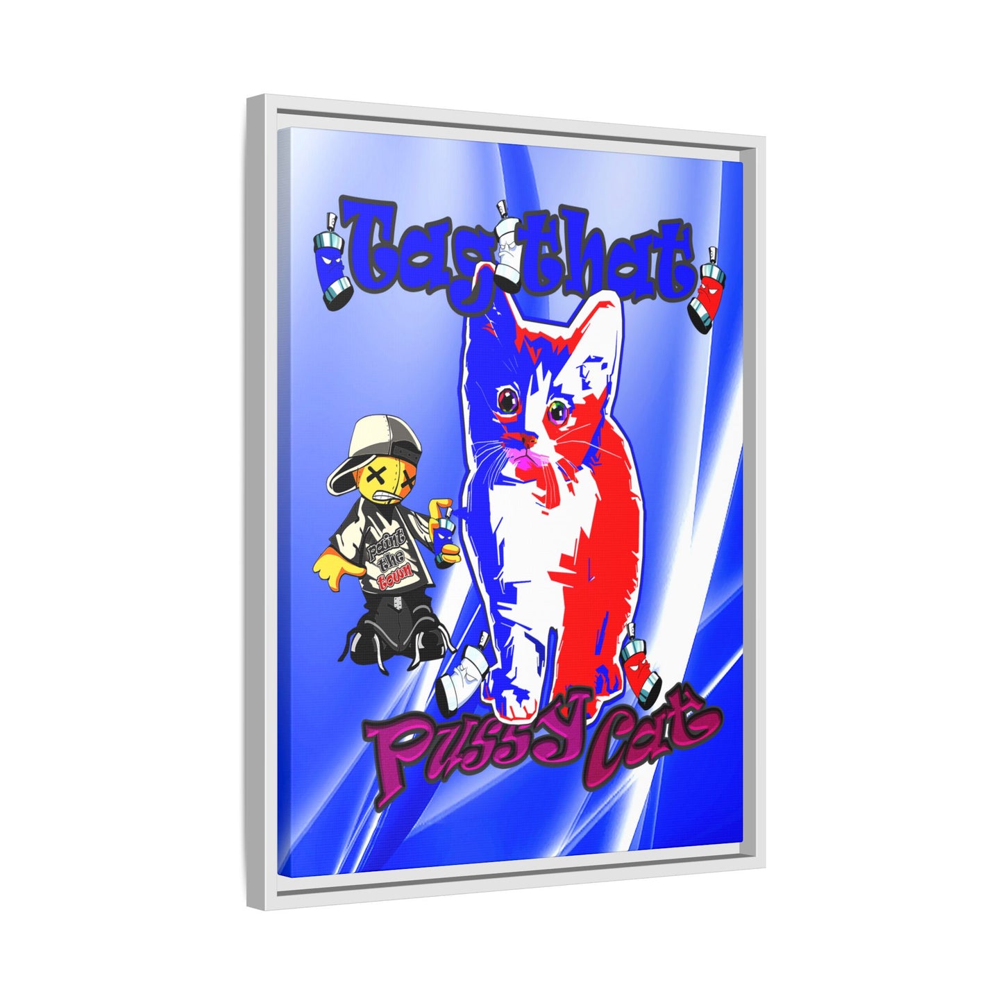 tag that - framed canvas art (blue-white wave)