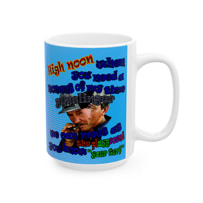 high noon - White Mug (light blue-purple wave)