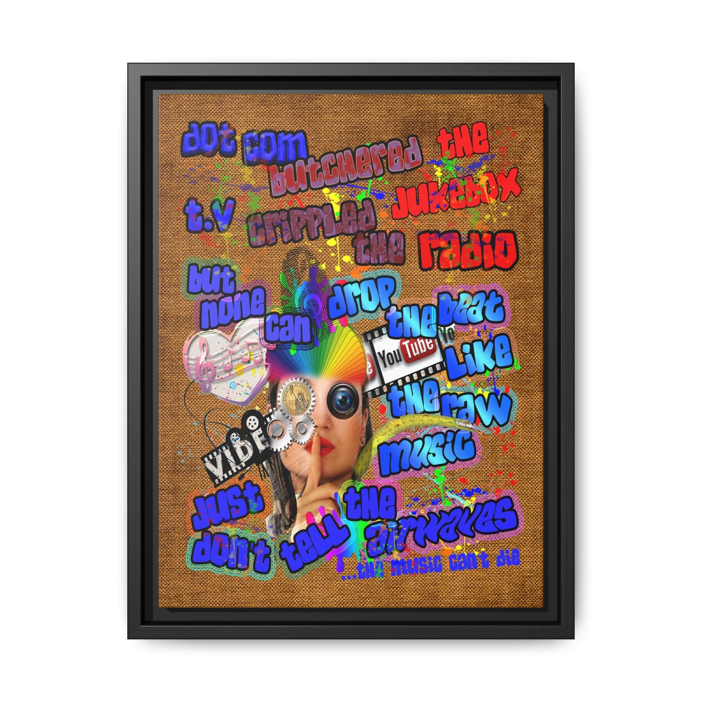 drop the beat - framed canvas art (brown papyrus)