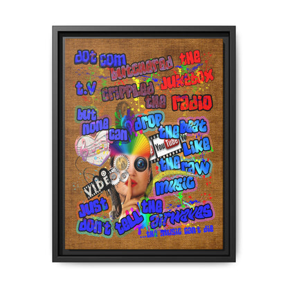 drop the beat - framed canvas art (brown papyrus)