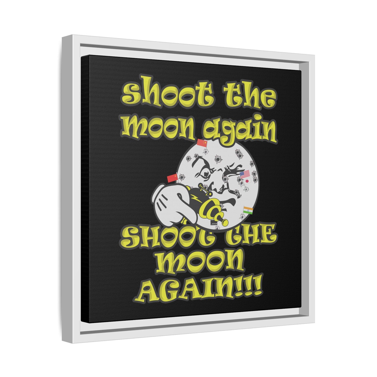 shoot the moon again - framed canvas art (black)