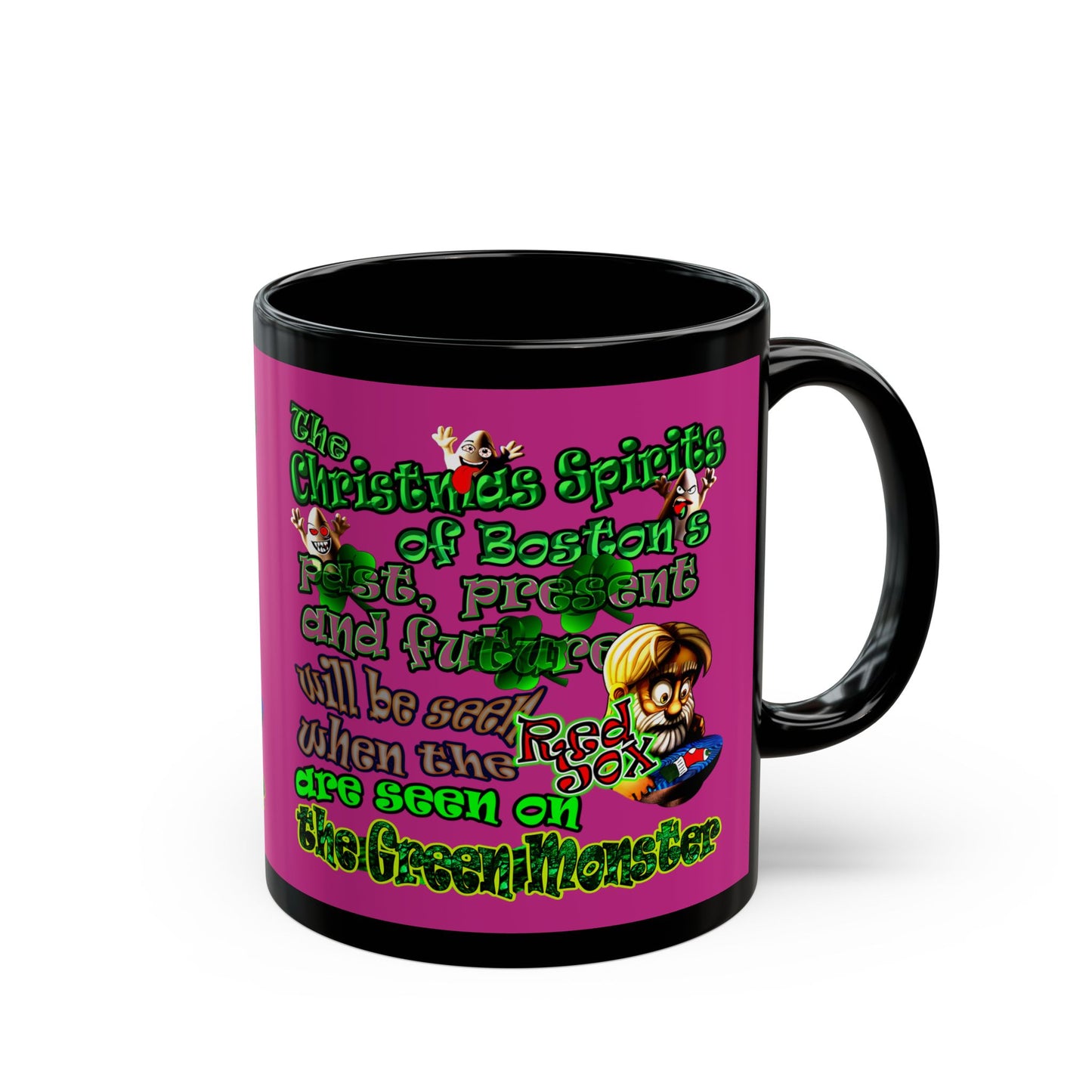 christmas spirits of boston - Black Mug (pink)