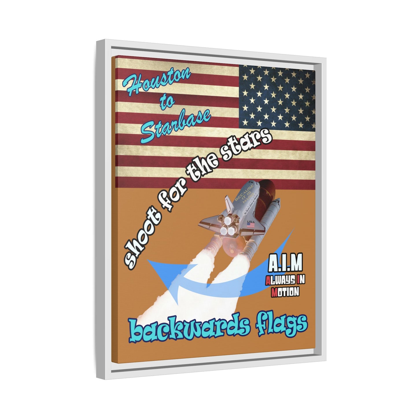 shoot for the stars - framed canvas art (light brown)