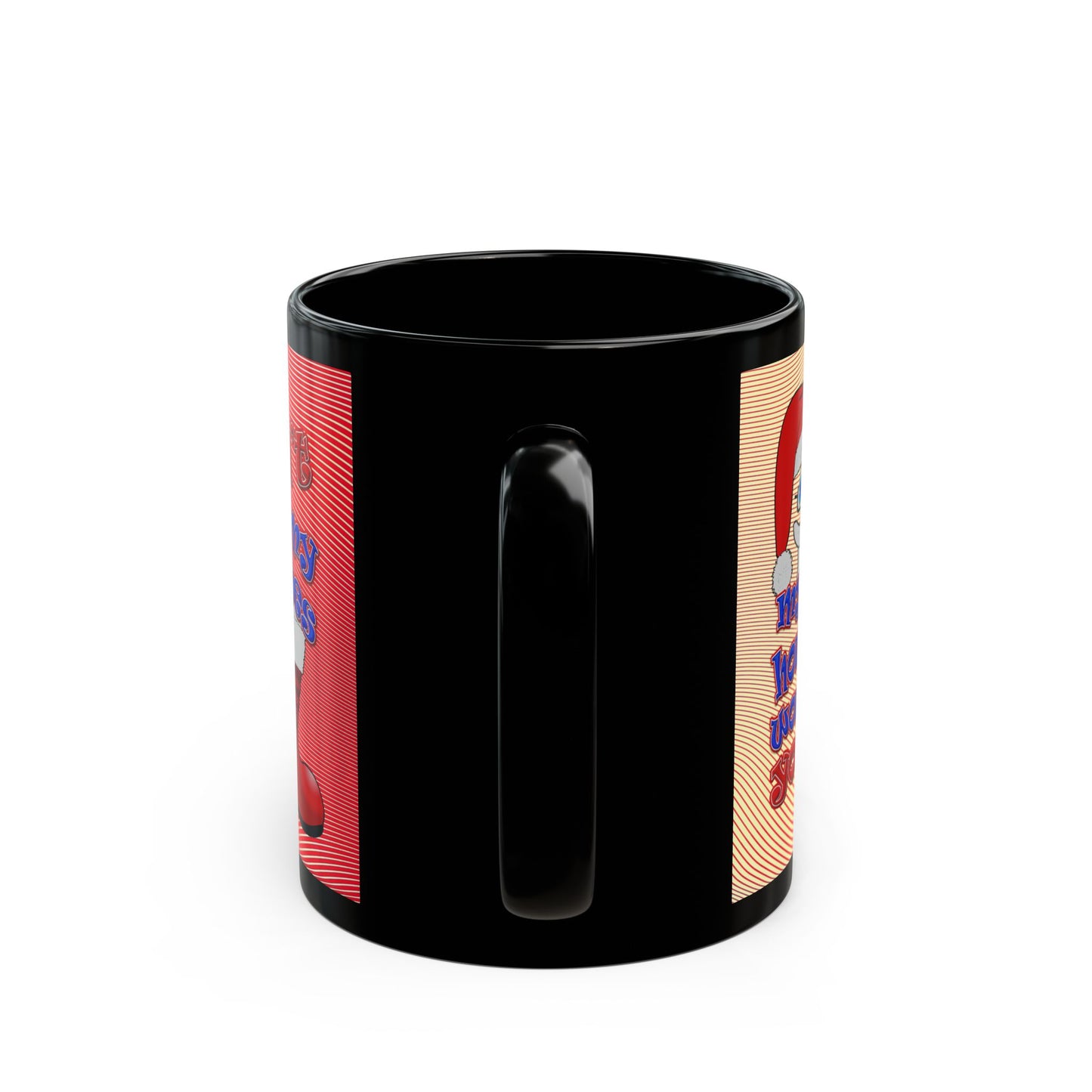 santa's shoes - Black Mug (yellow-orange wave)