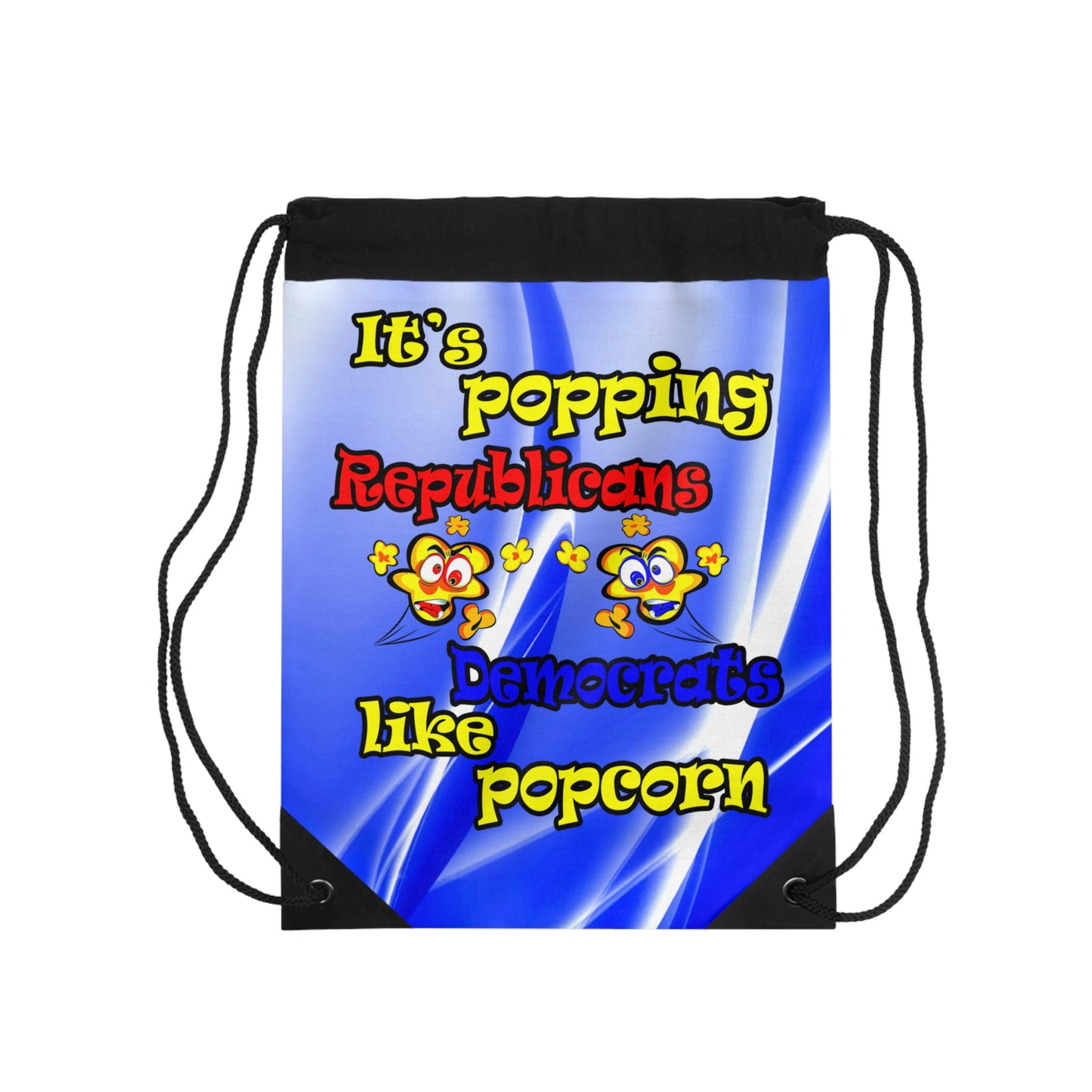 popping like popcorn - Drawstring Bag (blue-white wave)
