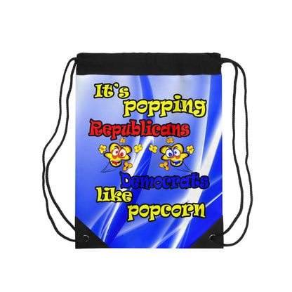 popping like popcorn - Drawstring Bag (blue-white wave)