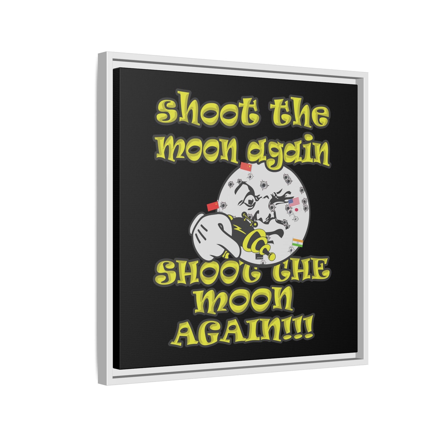 shoot the moon again - framed canvas art (black)