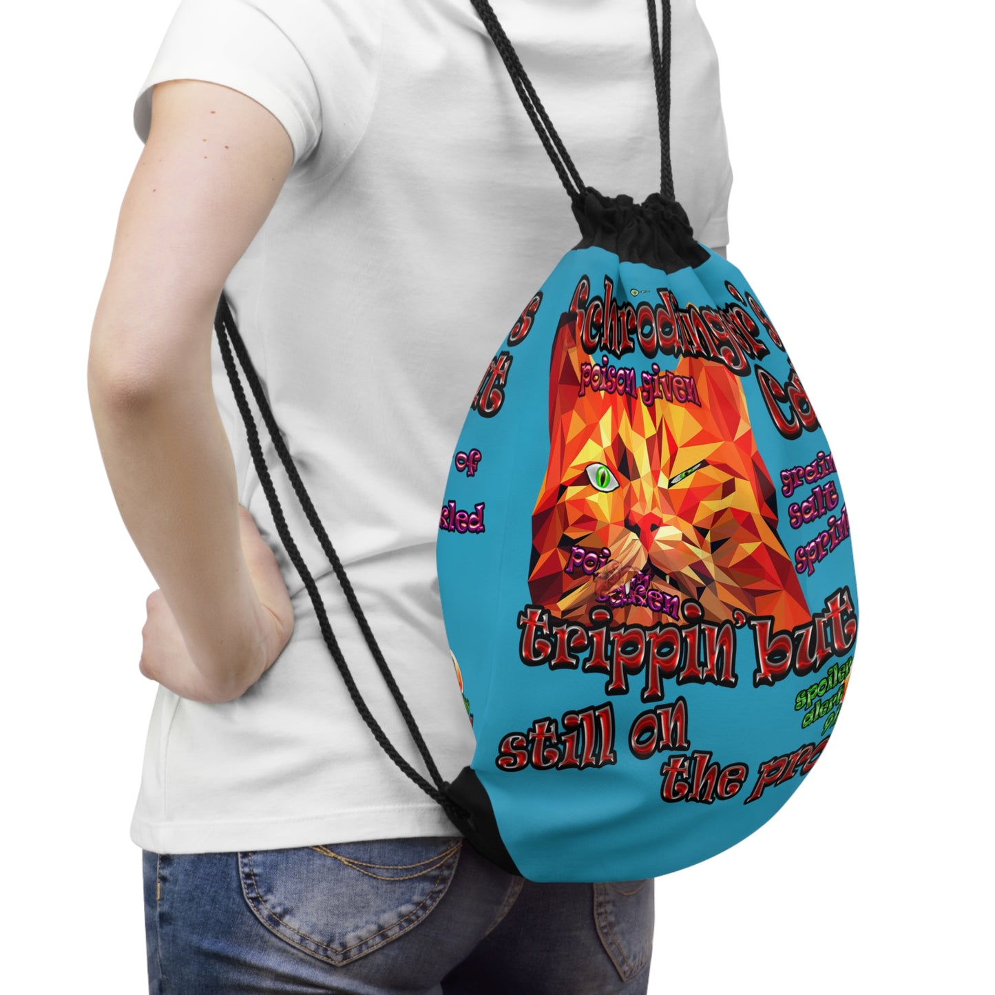 schrodinger's cat - Drawstring Bag (turquoise)
