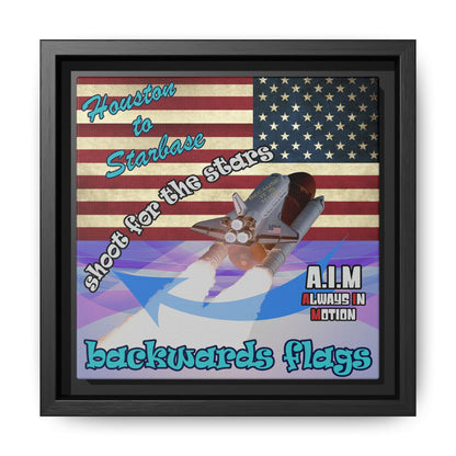 shoot for the stars - framed canvas art (light blue-pink wave)