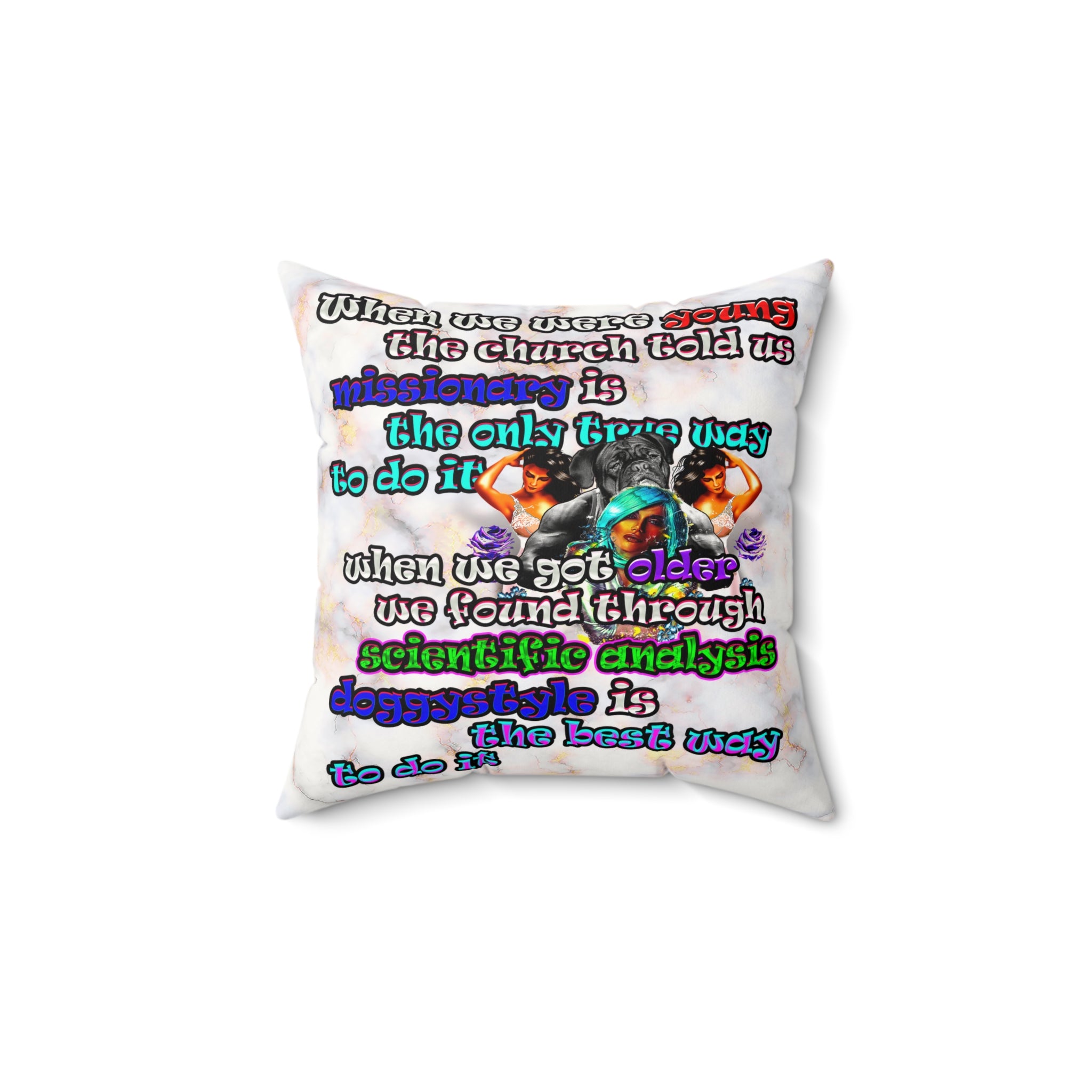 doggystyle - Faux Suede Square Pillow - (white marble)