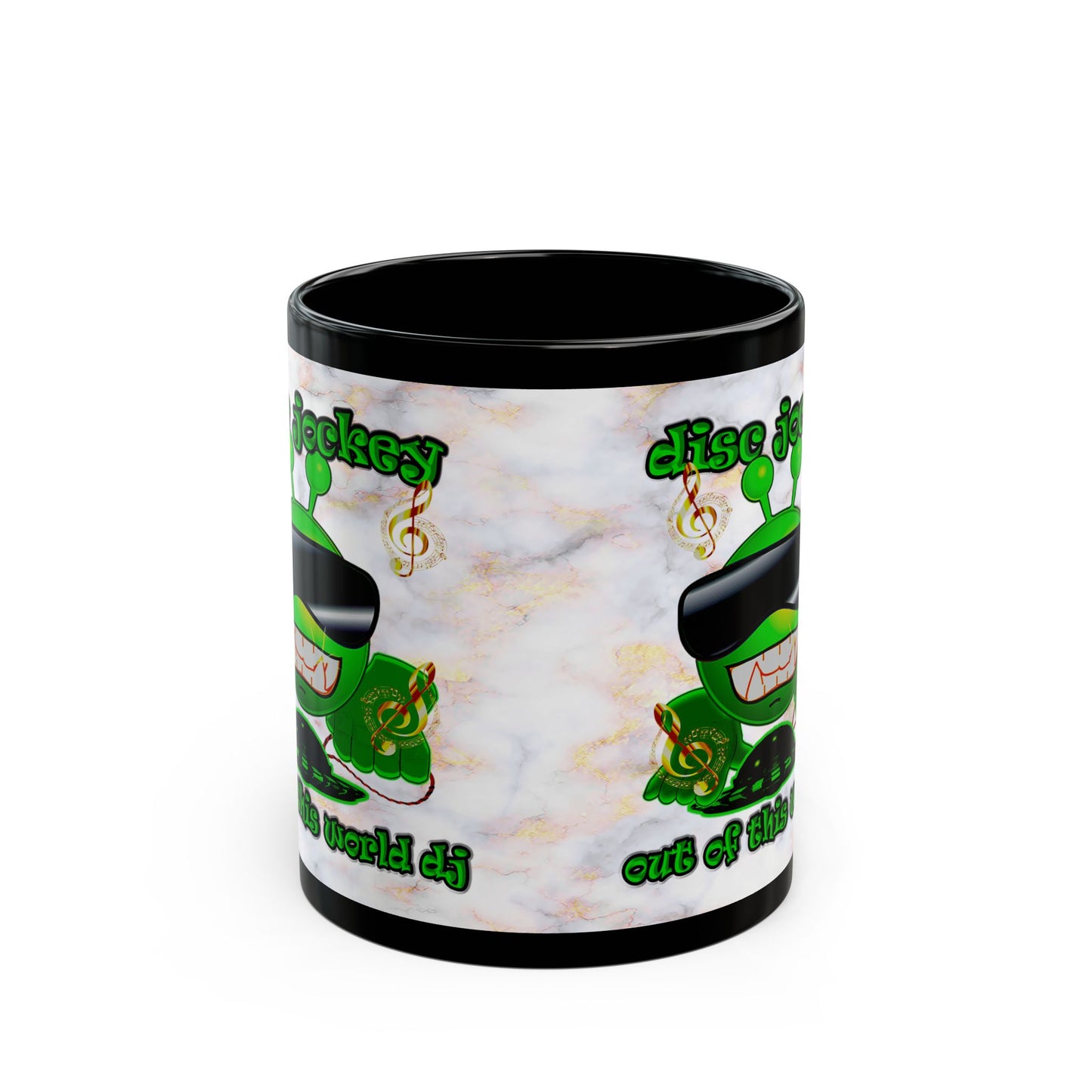 disc jockey - Black Mug (white marble)