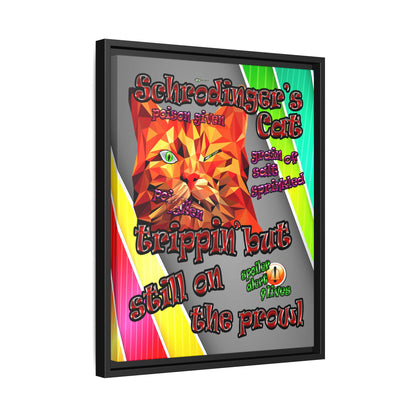 schrodinger's cat - framed canvas art (rainbow split)