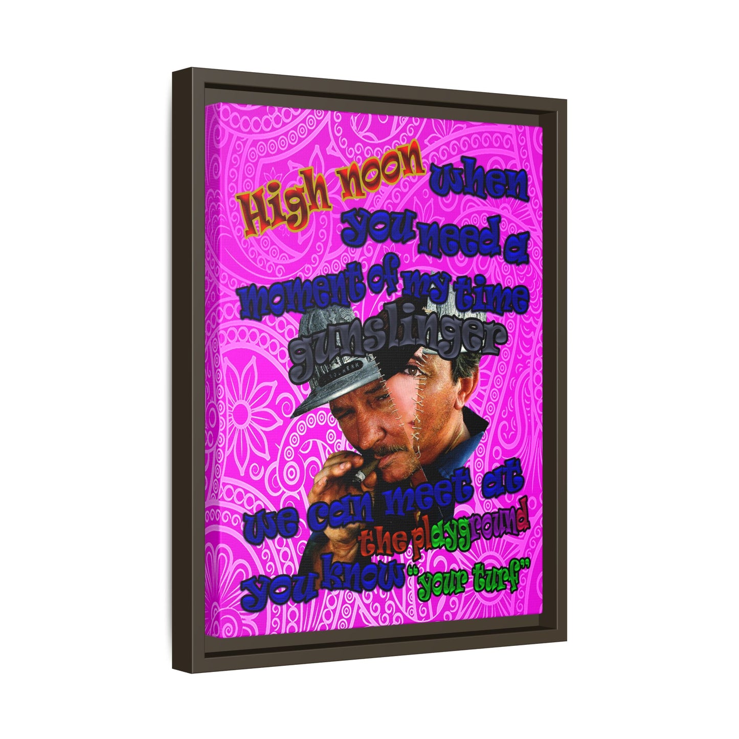 high noon - framed canvas art (pink swirl)