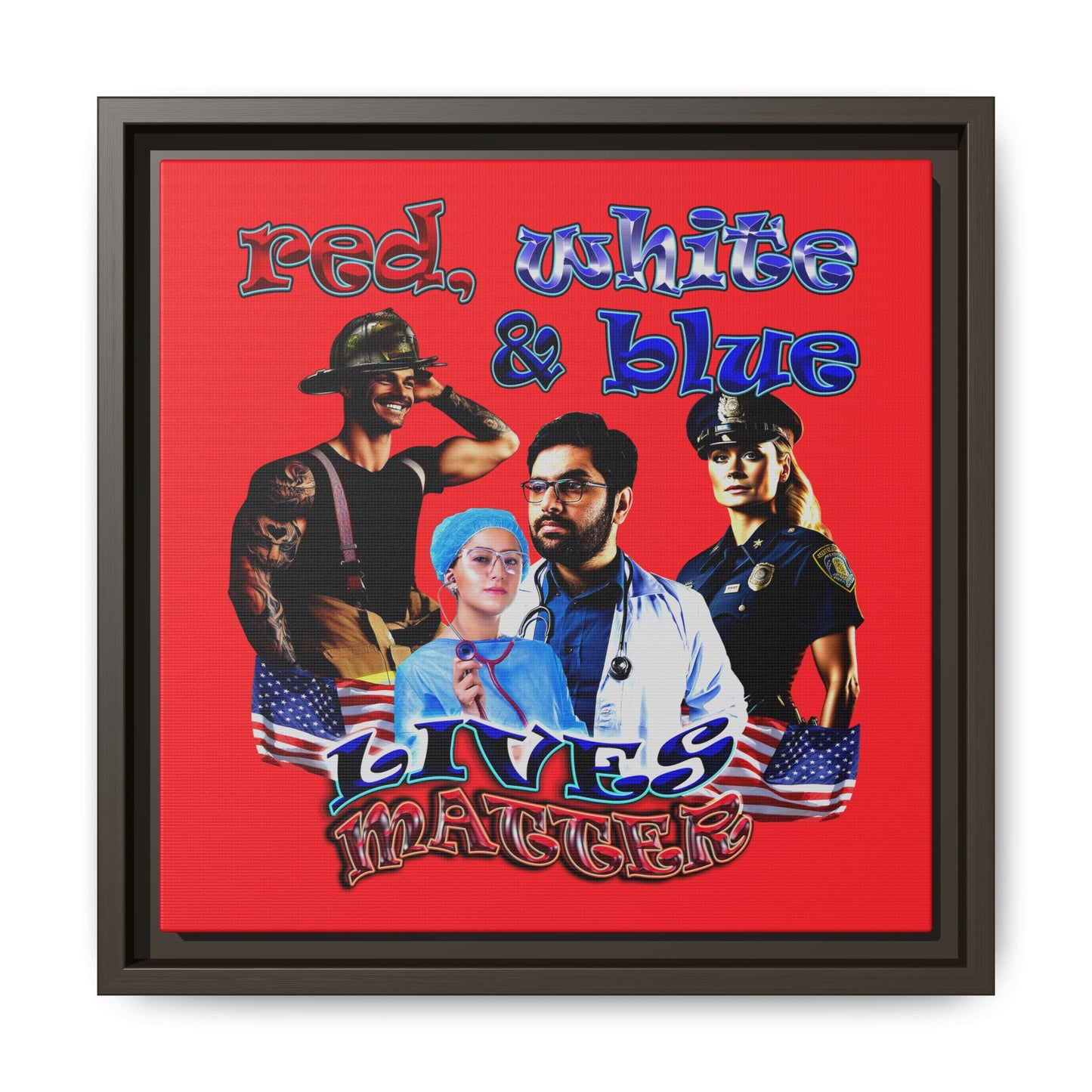 rw&b lives matter - framed canvas art (red)