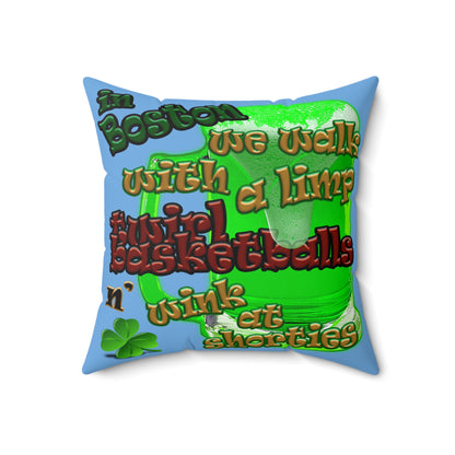 celtics logo - Spun Polyester Square Pillow - (light blue)