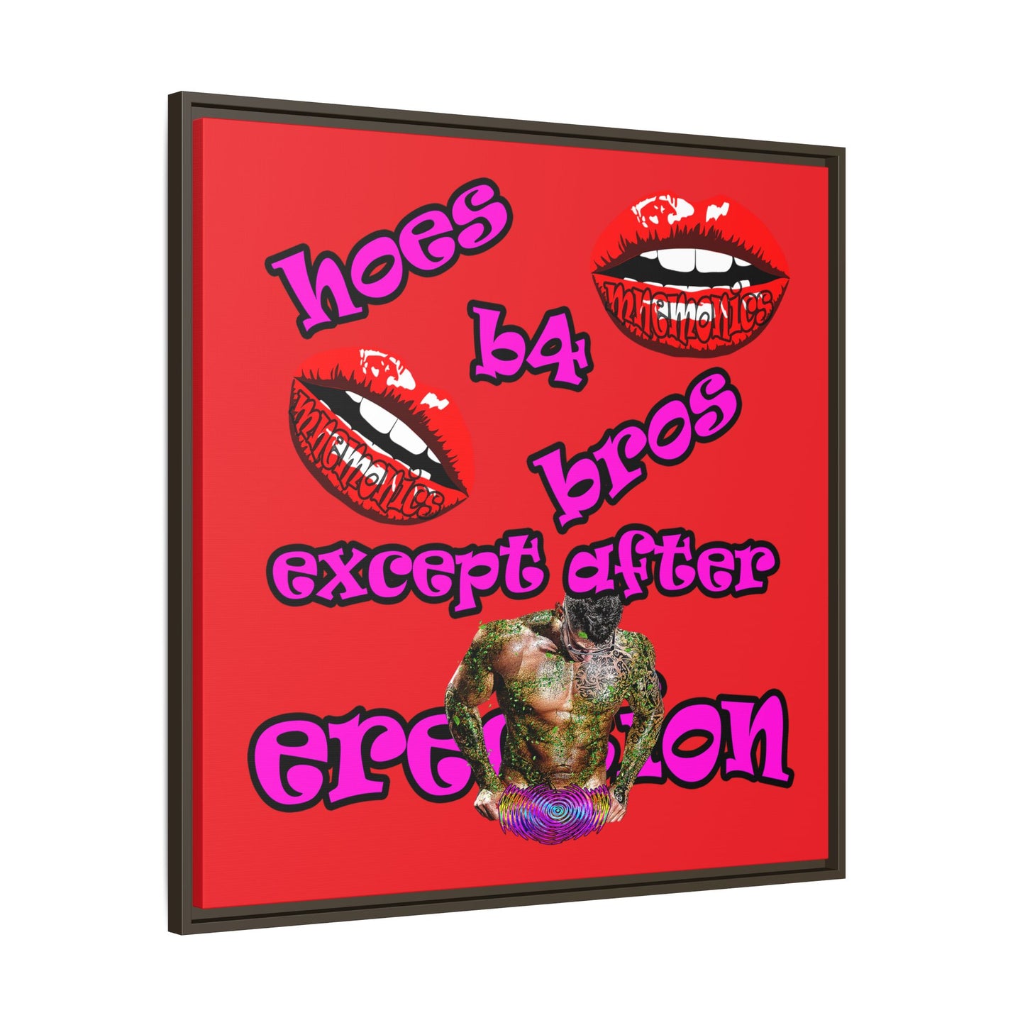 hoes b4 bros - framed canvas art (red)
