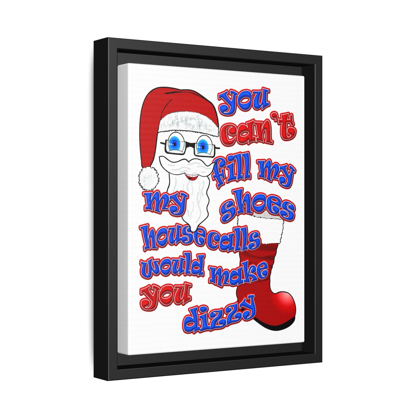 santa's shoes - framed canvas art (white)
