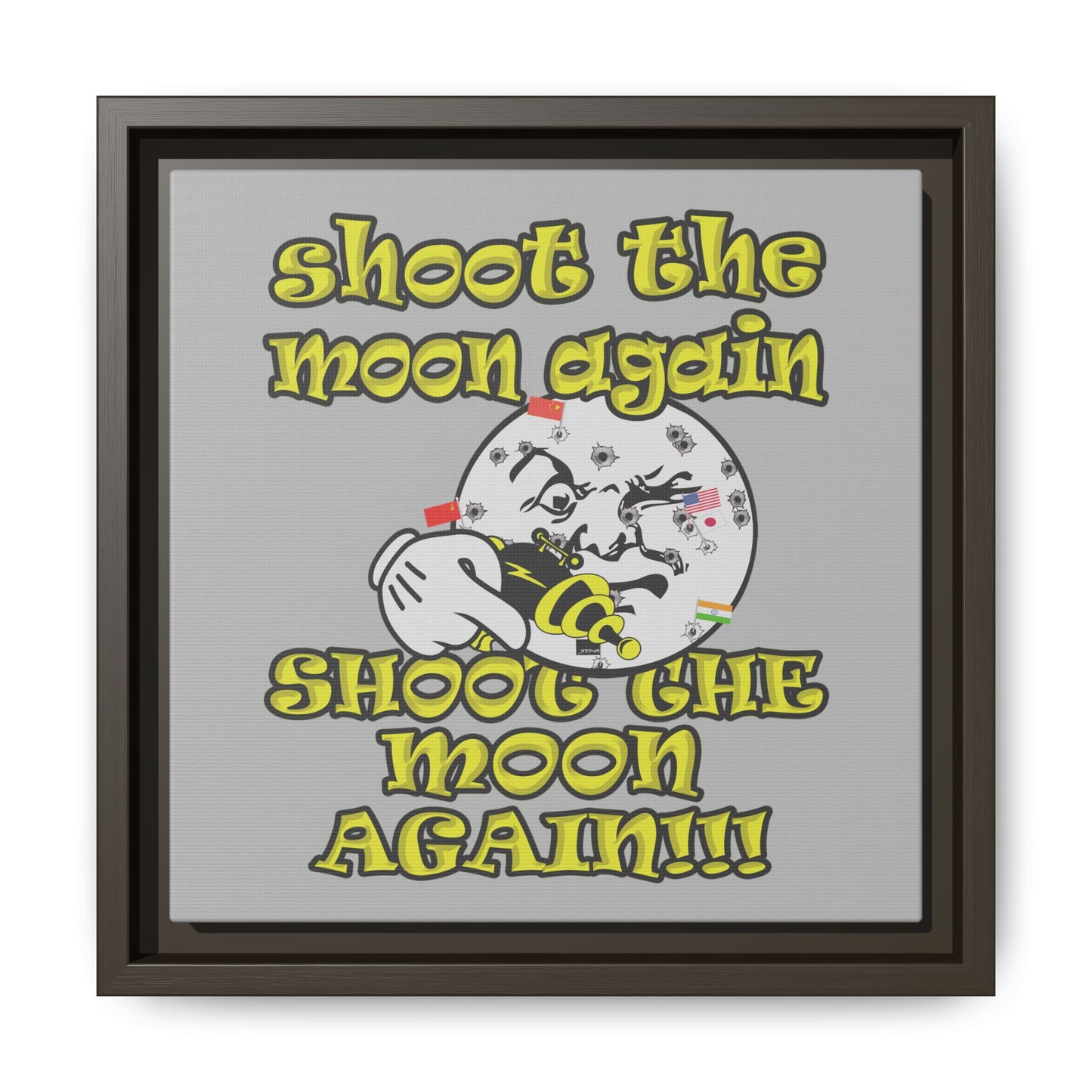 shoot the moon again - framed canvas art (light grey)