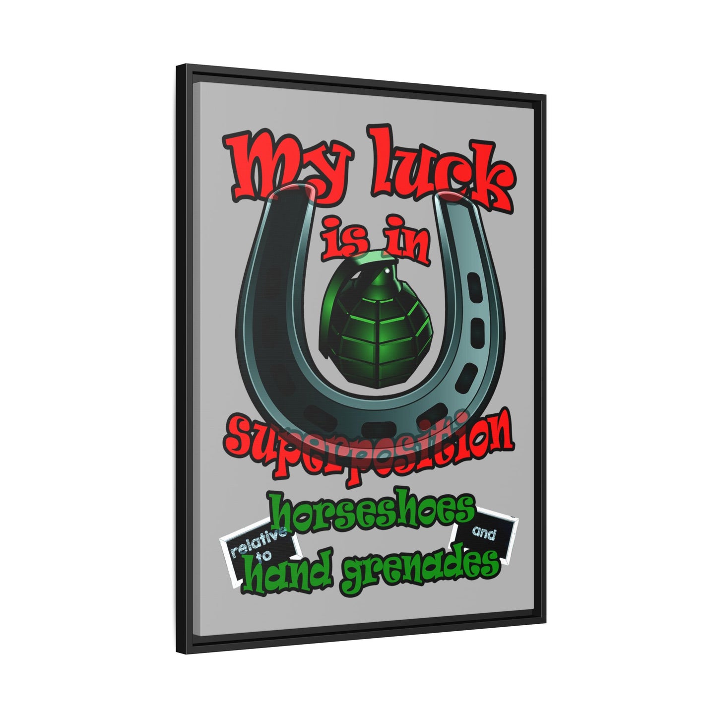 my luck - framed canvas art (light grey)