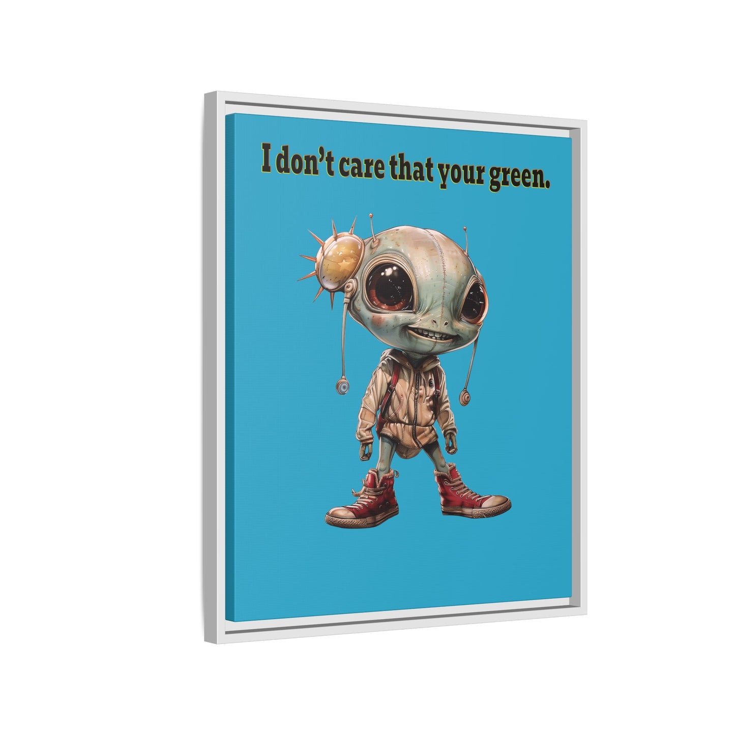 I don't care that your green - framed canvas art (turquoise)