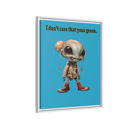 I don't care that your green - framed canvas art (turquoise)