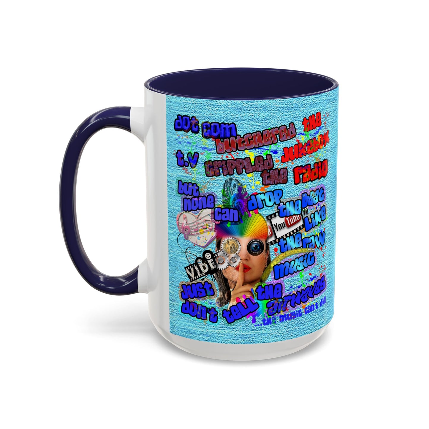drop the beat - Accent Mug (faded blue)