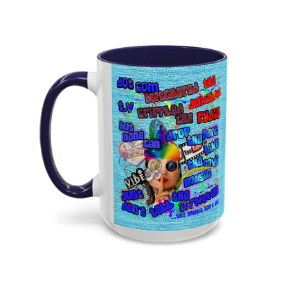 drop the beat - Accent Mug (faded blue)