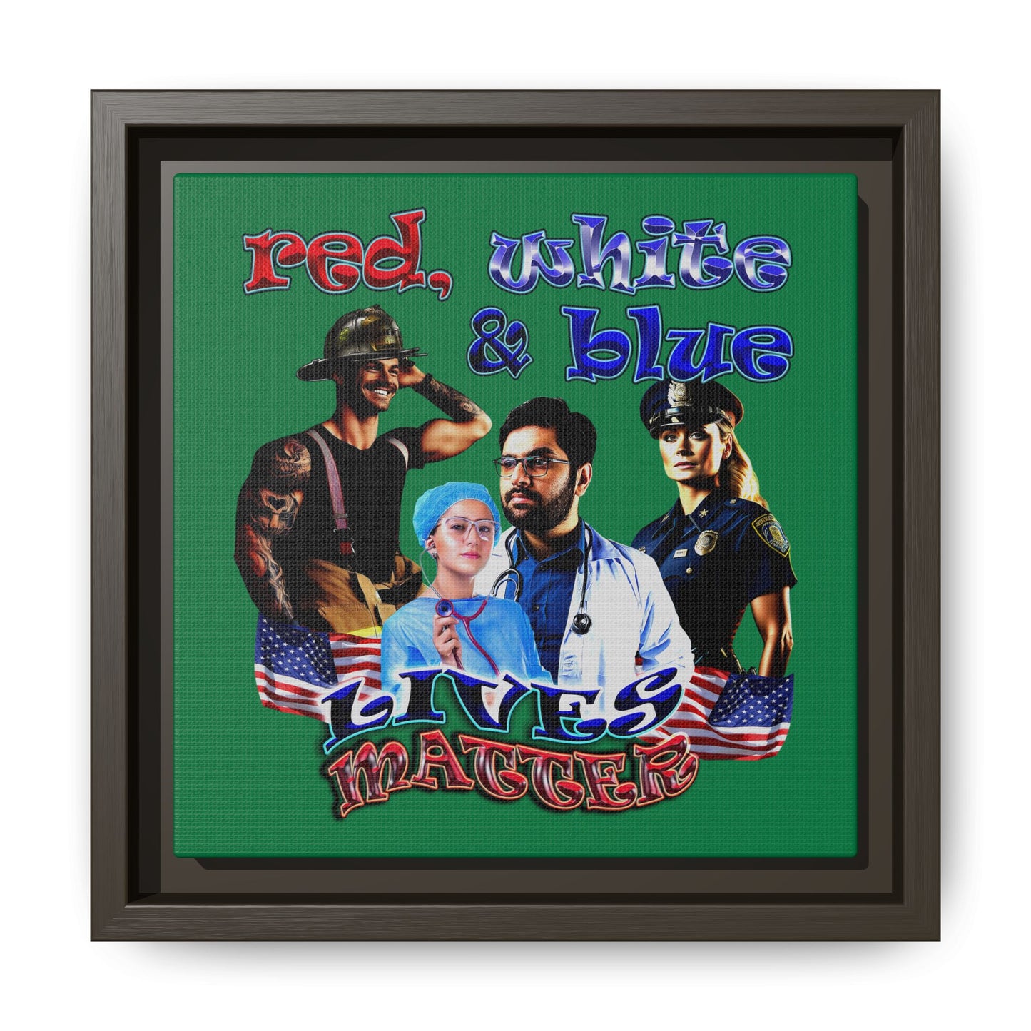 rw&b lives matter - framed canvas art (dark green)