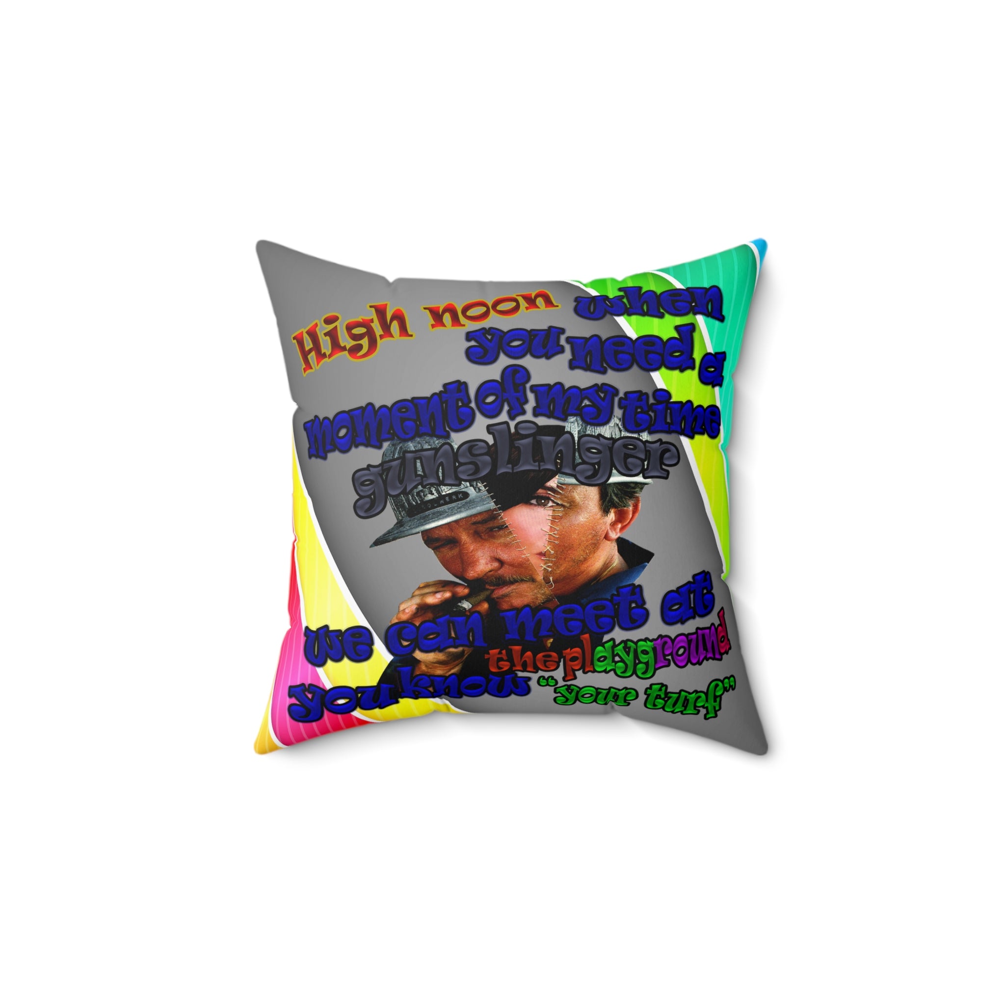 high noon - Spun Polyester Square Pillow - (rainbow split)