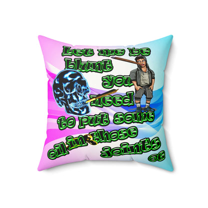 og - Faux Suede Square Pillow - (light blue-pink wave)