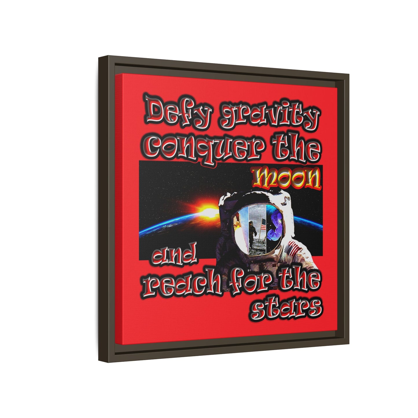 defy conquer reach - framed canvas art (red)