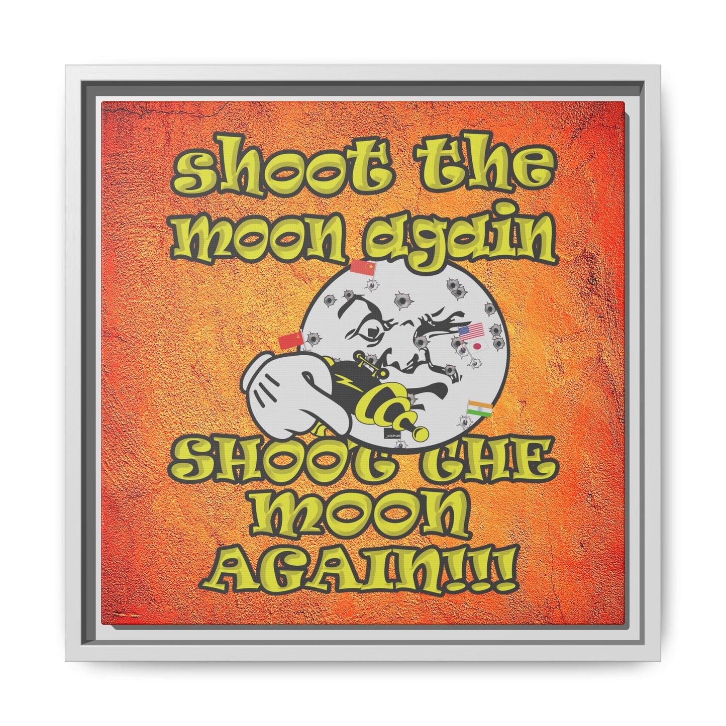 shoot the moon again - framed canvas art (burnt orange)