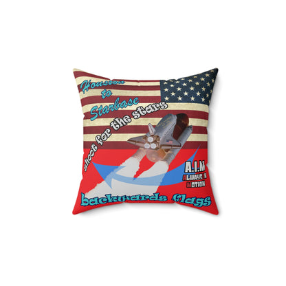 shoot for the stars - Spun Polyester Square Pillow - (red)