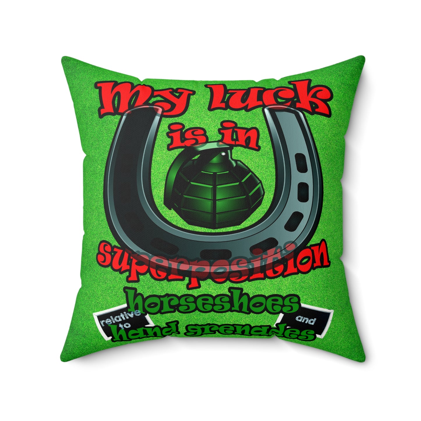 my luck - Faux Suede Square Pillow - (green turf)