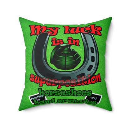 my luck - Faux Suede Square Pillow - (green turf)