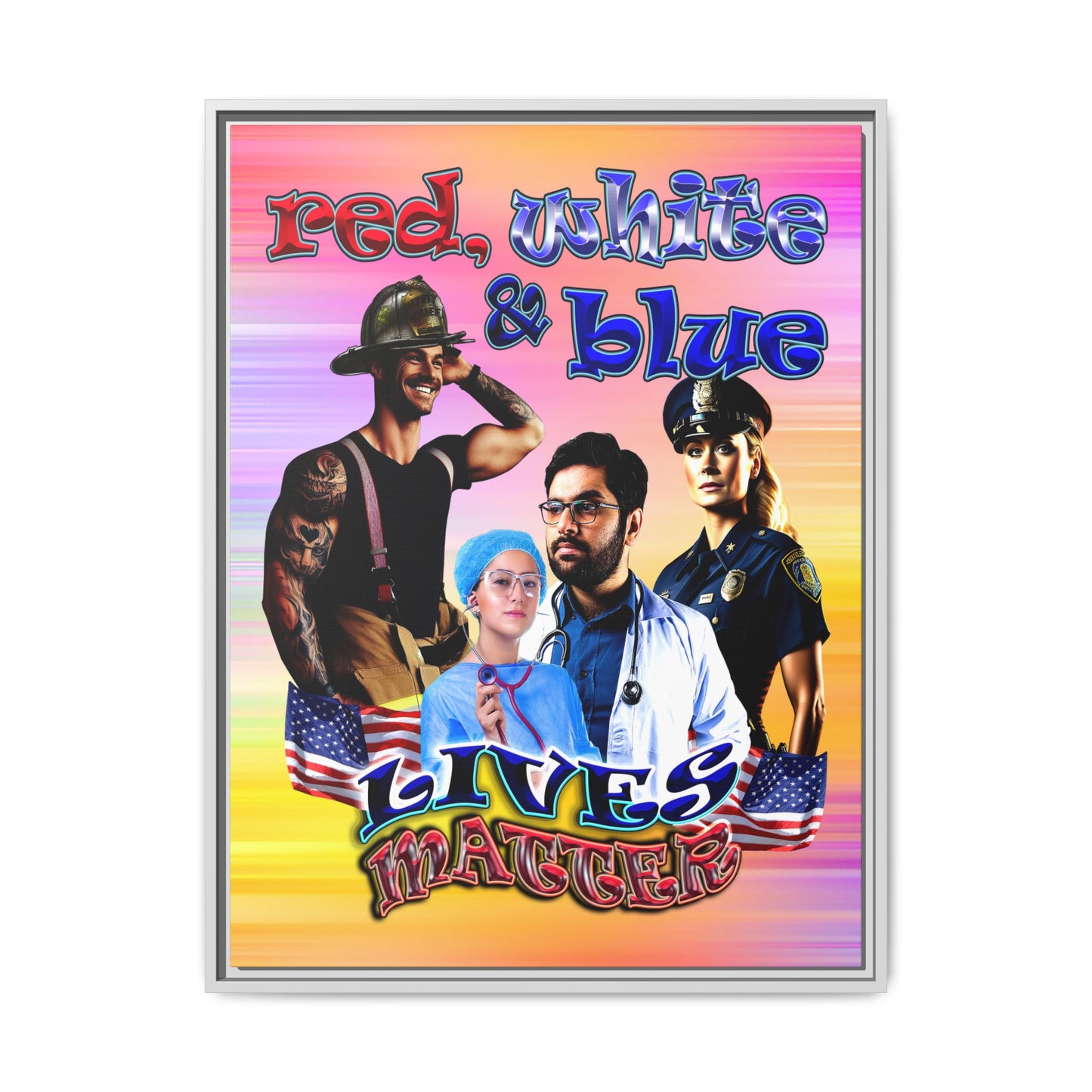 rw&b lives matter - framed canvas art (color blur)