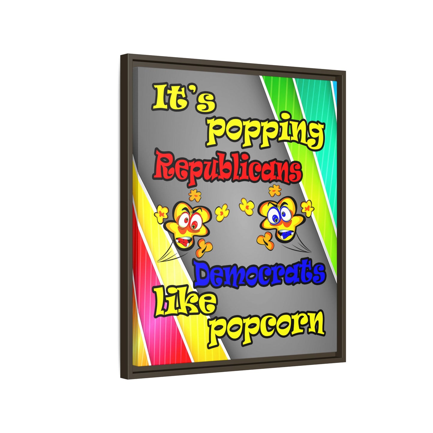 popping like popcorn - framed canvas art (rainbow split)