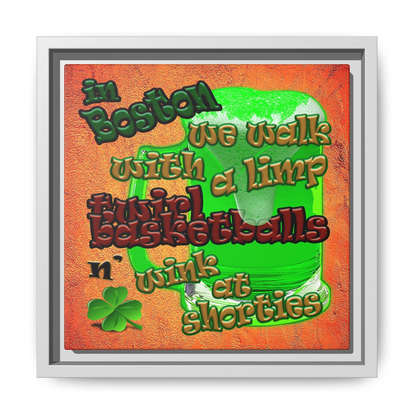 celtics logo - framed canvas art (burnt orange)