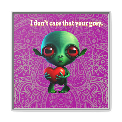 I don't care that your grey - framed canvas art (pink swirl)