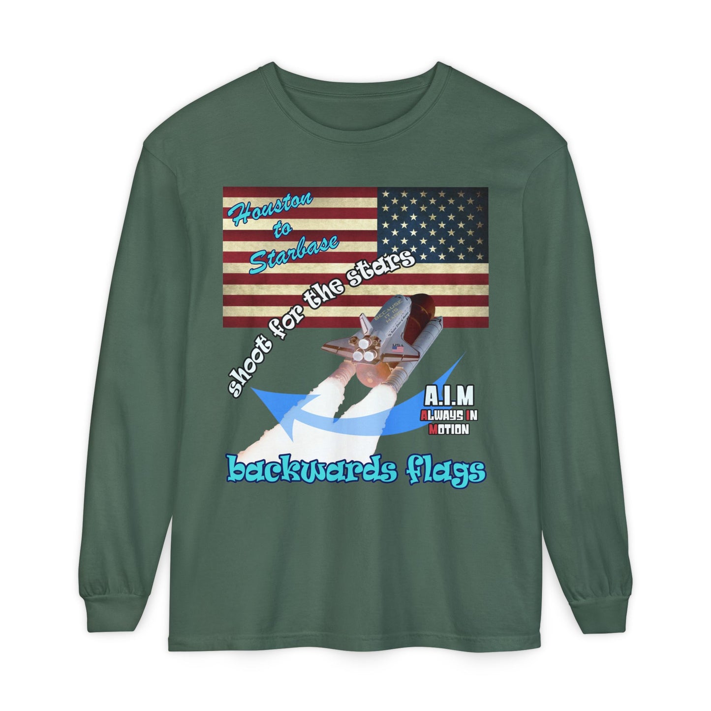 shoot for the stars - Unisex Garment-dyed Long Sleeve T-Shirt