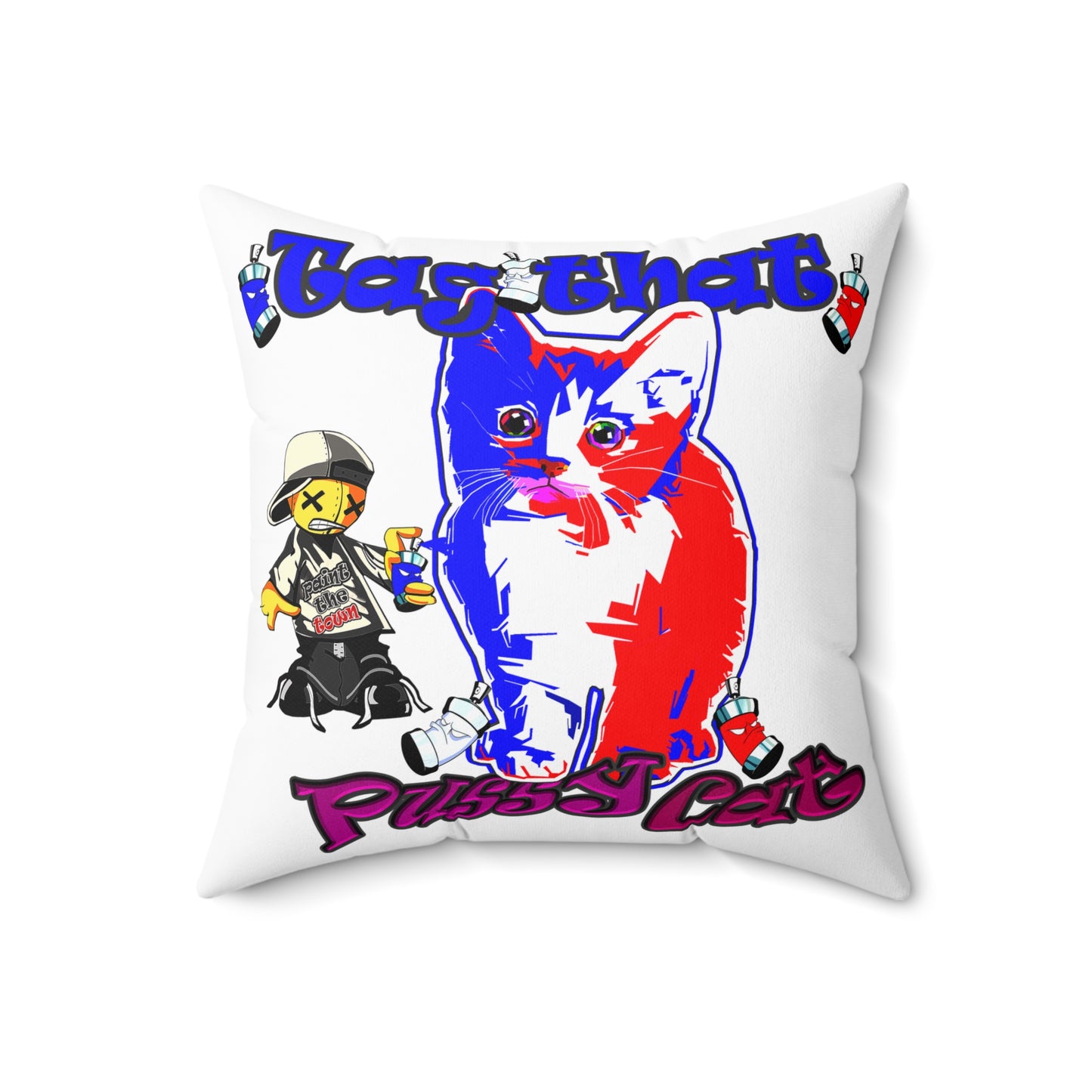 tag that - Spun Polyester Square Pillow - (white)