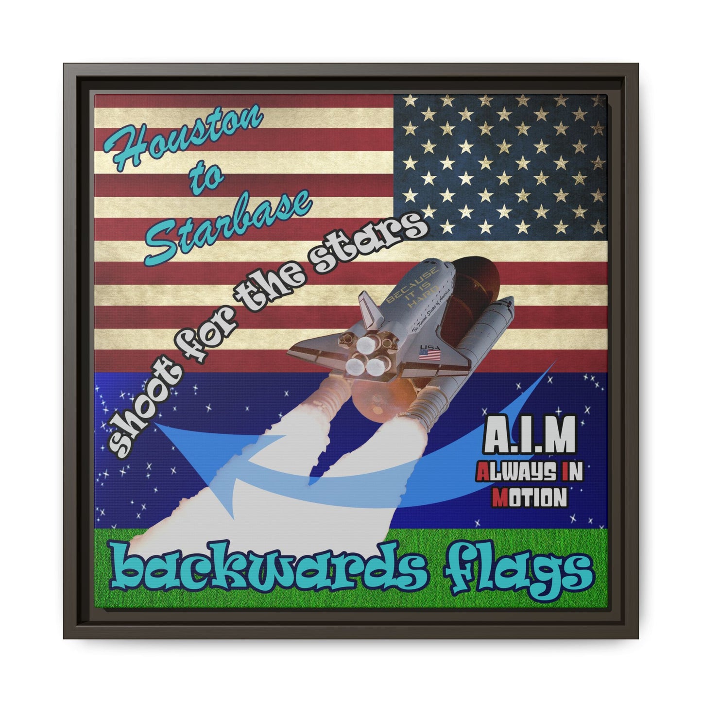 shoot for the stars - framed canvas art ('snoops' background)