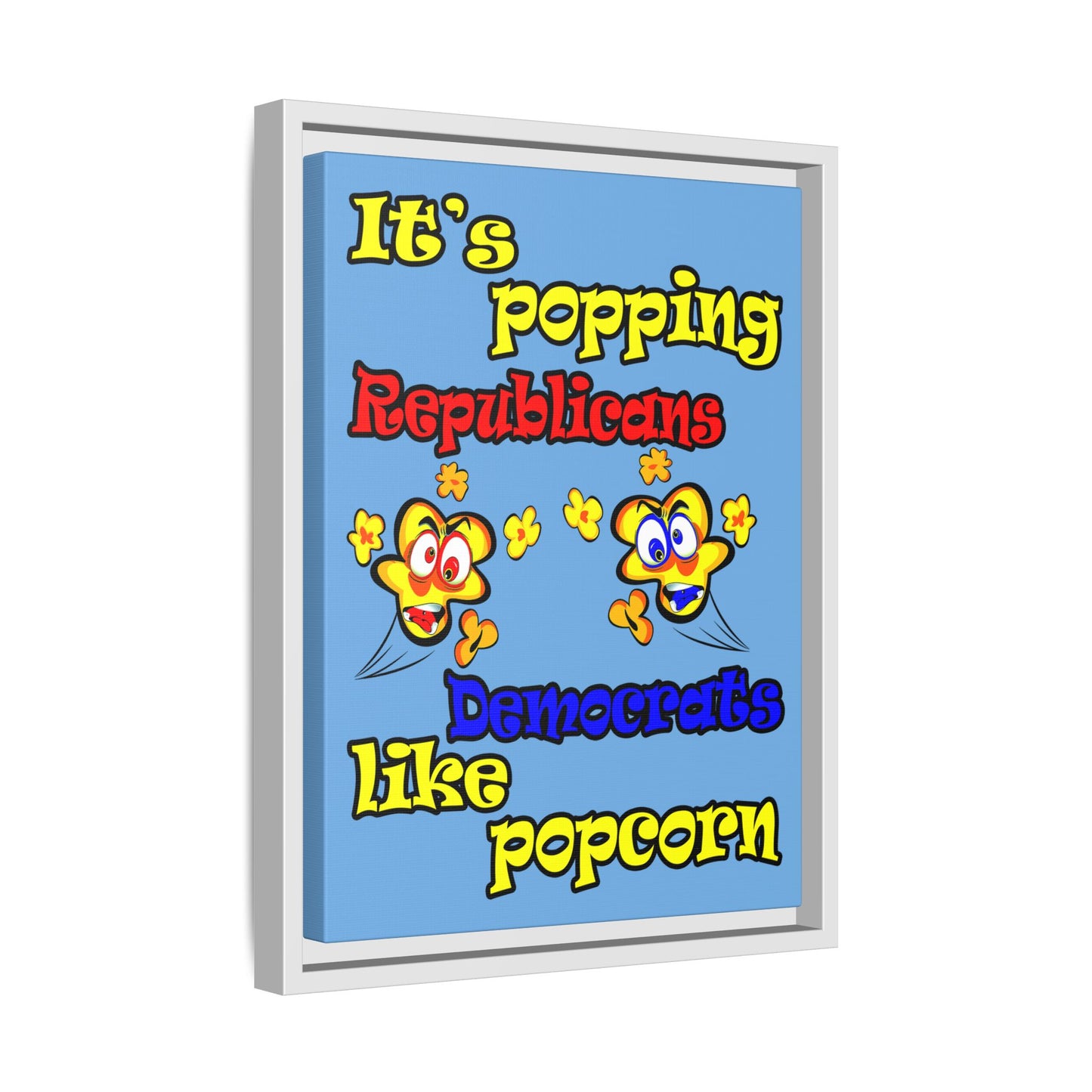 popping like popcorn - framed canvas art (light blue)