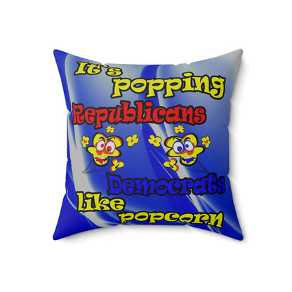 popping like popcorn - Spun Polyester Square Pillow - (blue-white wave)