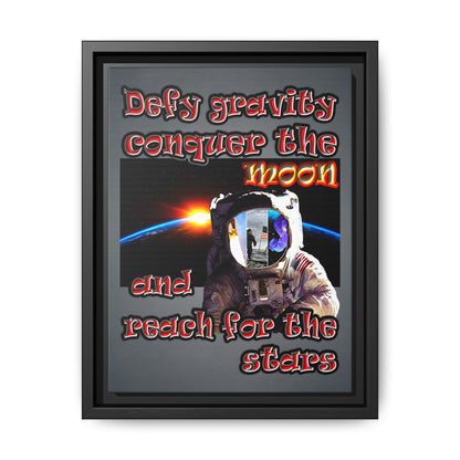 defy conquer reach - framed canvas art (grey-light grey)