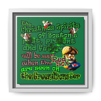 christmas spirits of boston - framed canvas art (dark green)